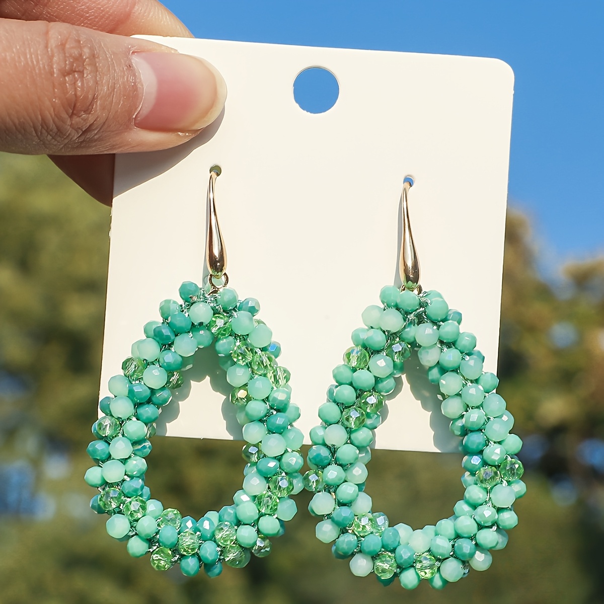 Boho Beaded Dangle Earrings with Stainless Steel Ear Needle